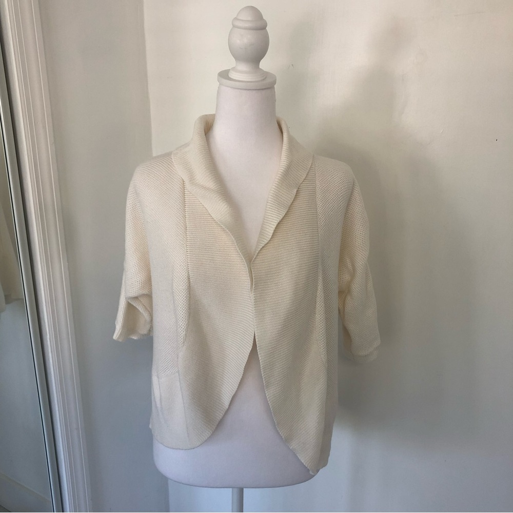 LAUREN RALPH LAUREN Women Elbow Sleeve Cardigan Knit Sweater Sz L Open Front